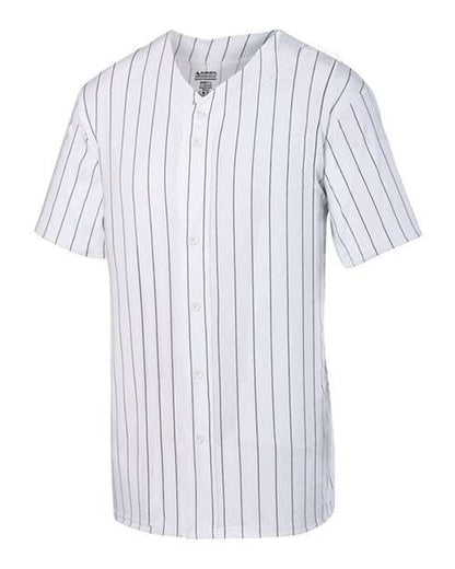 Custom EmbroideredAugusta Sportswear Unisex Pinstripe Full Button Baseball Jersey 6560 White/ Black