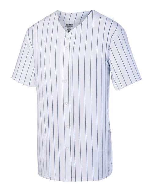 Custom EmbroideredAugusta Sportswear Unisex Pinstripe Full Button Baseball Jersey 6560 White/ Navy