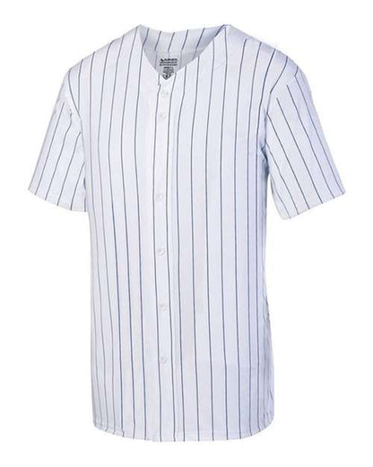 Custom EmbroideredAugusta Sportswear Unisex Pinstripe Full Button Baseball Jersey 6560 White/ Navy