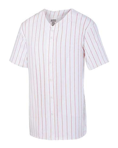 Custom EmbroideredAugusta Sportswear Unisex Pinstripe Full Button Baseball Jersey 6560 White/ Red