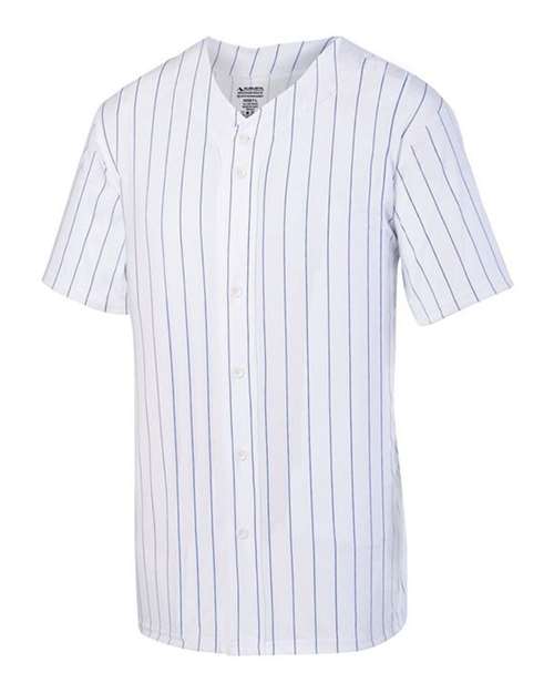Custom EmbroideredAugusta Sportswear Unisex Pinstripe Full Button Baseball Jersey 6560 White/ Royal