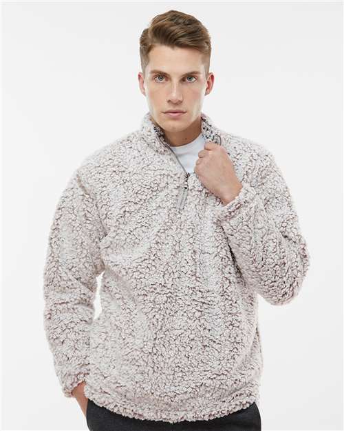 Custom Embroidered  J. America Sherpa Quarter-Zip Pullover 8454  