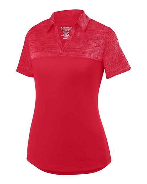Custom EmbroideredAugusta Sportswear Women's Shadow Tonal Heather Polo 6616 Red