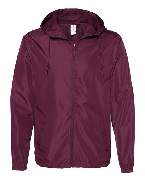 Independent Trading Co. Lightweight Windbreaker Full-Zip Jacket EXP54LWZ Maroon Custom Embroidered Business Logo