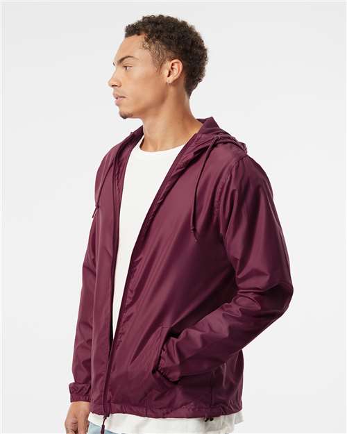 Independent Trading Co. Lightweight Windbreaker Full-Zip Jacket EXP54LWZ Maroon Custom Embroidered Business Logo