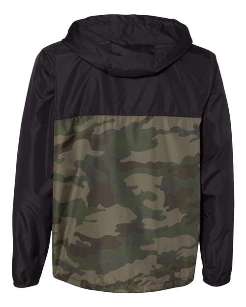 Independent Trading Co. Lightweight Windbreaker Full-Zip Jacket EXP54LWZ Black/ Forest Camo Custom Embroidered Business Logo