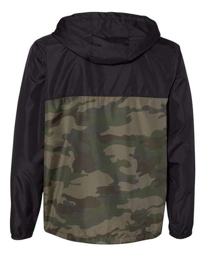 Independent Trading Co. Lightweight Windbreaker Full-Zip Jacket EXP54LWZ Black Camo Custom Embroidered Business Logo