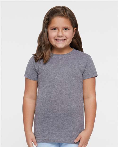 Custom Embroidered  LAT Girls' Fine Jersey Tee 2616 Granite Heather