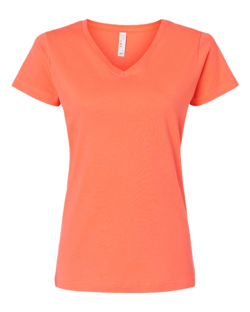 LAT Women's Fine Jersey V-Neck Tee 3507 Papaya