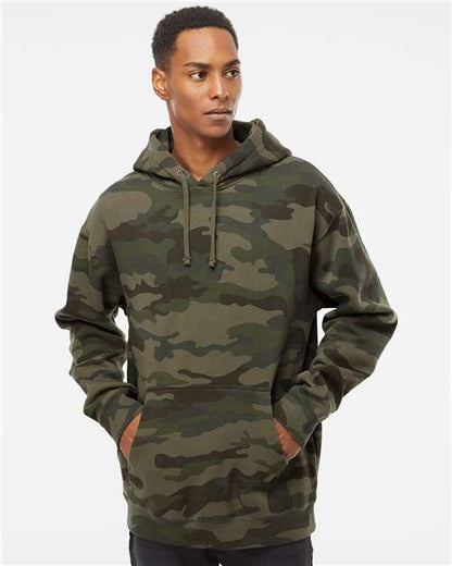 Custom Embroidered  Independent Trading Co. Heavyweight Hooded Sweatshirt IND4000 Forest Camo