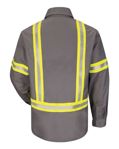 Custom EmbroideredBulwark Men's Enhanced Visibility Uniform Shirt 6705 Grey