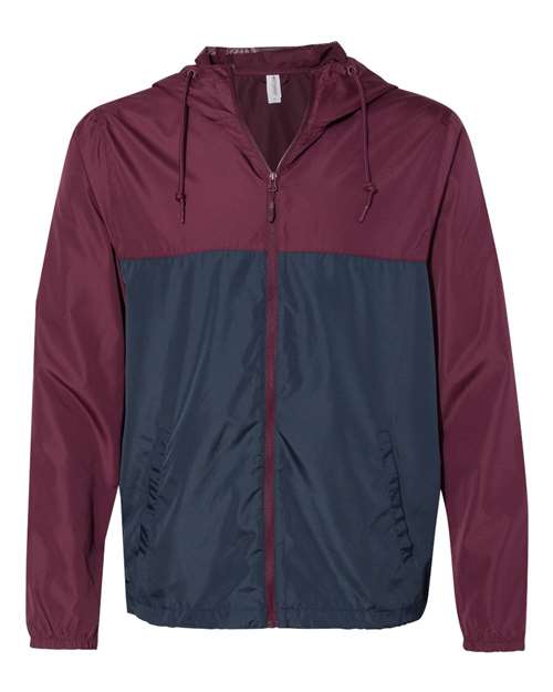 Independent Trading Co. Lightweight Windbreaker Full-Zip Jacket EXP54LWZ Maroon/ Classic Navy Custom Embroidered Business Logo