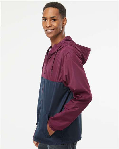 Independent Trading Co. Lightweight Windbreaker Full-Zip Jacket EXP54LWZ Maroon/ Classic Navy Custom Embroidered Business Logo