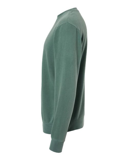 Independent Trading Co. Midweight Pigment-Dyed Crewneck Sweatshirt PRM3500 Pigment Alpine Green Custom Embroidered Business Logo