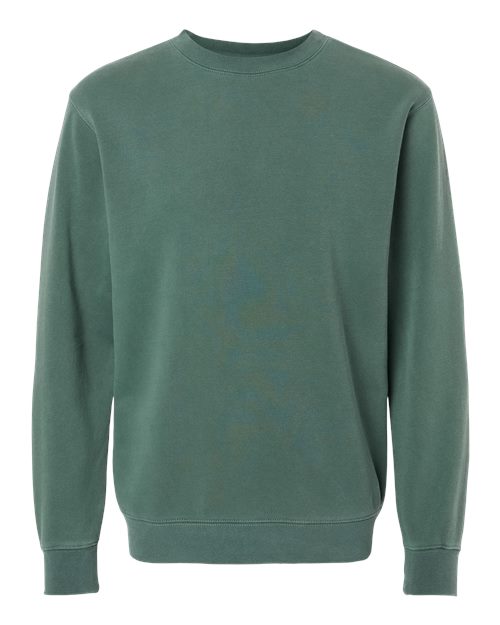 Independent Trading Co. Midweight Pigment-Dyed Crewneck Sweatshirt PRM3500 Pigment Alpine Green Custom Embroidered Business Logo