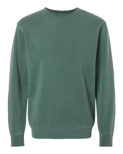 Independent Trading Co. Midweight Pigment-Dyed Crewneck Sweatshirt PRM3500 Pigment Alpine Green Custom Embroidered Business Logo
