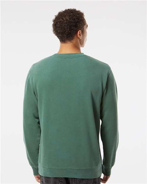 Independent Trading Co. Midweight Pigment-Dyed Crewneck Sweatshirt PRM3500 Pigment Alpine Green Custom Embroidered Business Logo