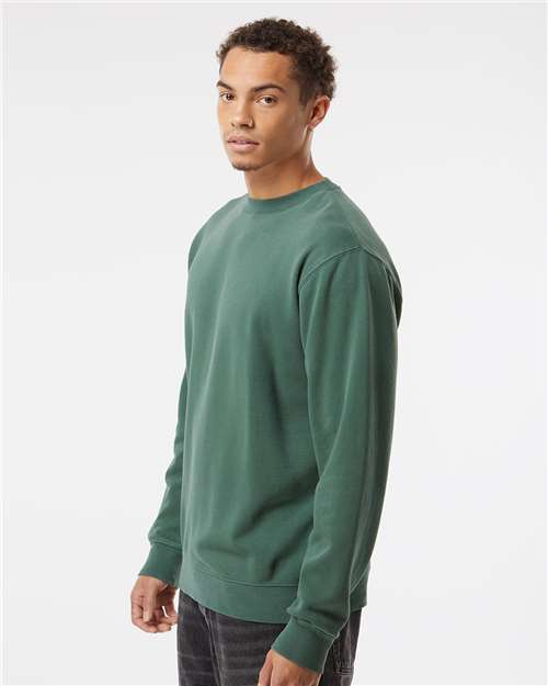 Independent Trading Co. Midweight Pigment-Dyed Crewneck Sweatshirt PRM3500 Pigment Alpine Green Custom Embroidered Business Logo