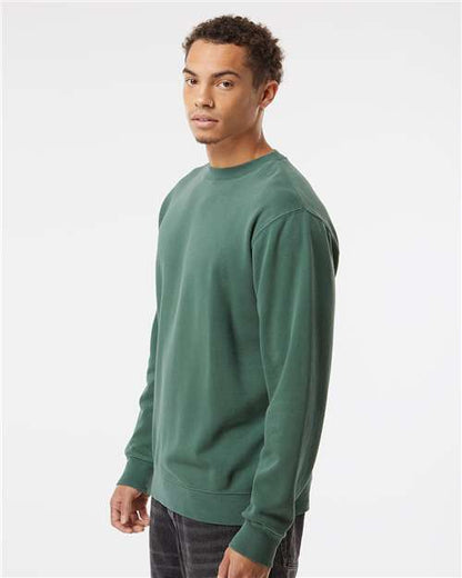 Independent Trading Co. Midweight Pigment-Dyed Crewneck Sweatshirt PRM3500 Pigment Alpine Green Custom Embroidered Business Logo