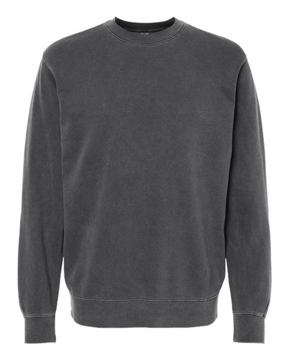 Independent Trading Co. Midweight Pigment-Dyed Crewneck Sweatshirt PRM3500 Pigment Black Custom Embroidered Business Logo