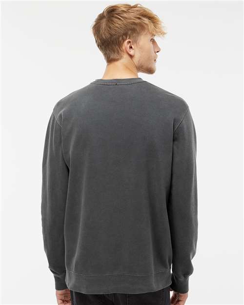 Independent Trading Co. Midweight Pigment-Dyed Crewneck Sweatshirt PRM3500 Pigment Black Custom Embroidered Business Logo