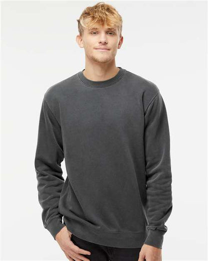 Independent Trading Co. Midweight Pigment-Dyed Crewneck Sweatshirt PRM3500 Pigment Amber Custom Embroidered Business Logo