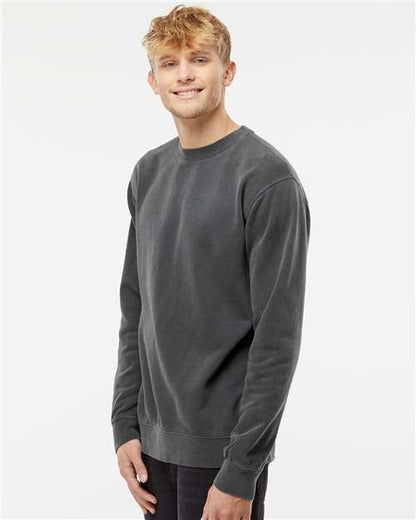 Independent Trading Co. Midweight Pigment-Dyed Crewneck Sweatshirt PRM3500 Pigment Black Custom Embroidered Business Logo