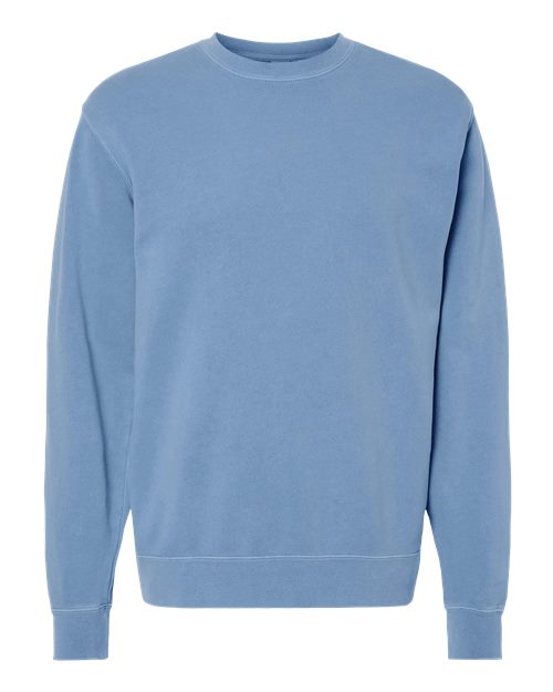 Independent Trading Co. Midweight Pigment-Dyed Crewneck Sweatshirt PRM3500 Pigment Light Blue Custom Embroidered Business Logo