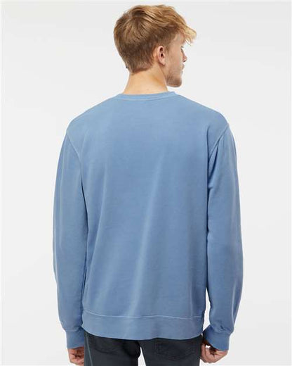 Independent Trading Co. Midweight Pigment-Dyed Crewneck Sweatshirt PRM3500 Pigment Light Blue Custom Embroidered Business Logo