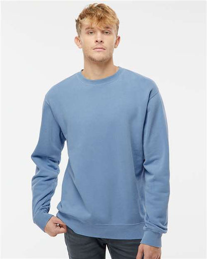Custom Embroidered  Independent Trading Co. Midweight Pigment-Dyed Crewneck Sweatshirt PRM3500 Pigment Light Blue