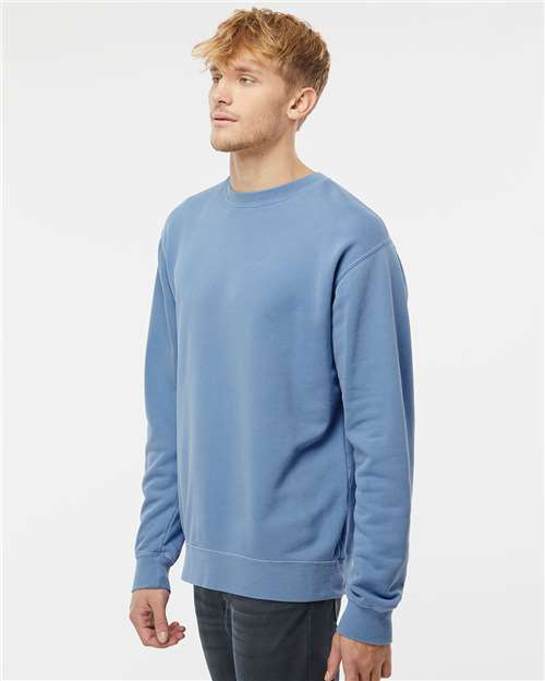 Independent Trading Co. Midweight Pigment-Dyed Crewneck Sweatshirt PRM3500 Pigment Light Blue Custom Embroidered Business Logo