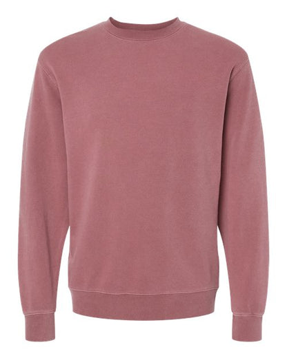 Independent Trading Co. Midweight Pigment-Dyed Crewneck Sweatshirt PRM3500 Pigment Maroon Custom Embroidered Business Logo