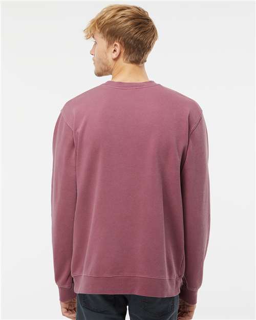 Independent Trading Co. Midweight Pigment-Dyed Crewneck Sweatshirt PRM3500 Pigment Maroon Custom Embroidered Business Logo