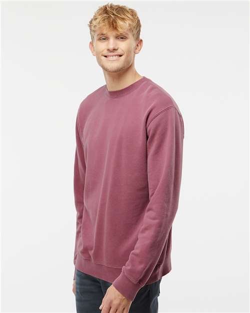 Independent Trading Co. Midweight Pigment-Dyed Crewneck Sweatshirt PRM3500 Pigment Maroon Custom Embroidered Business Logo
