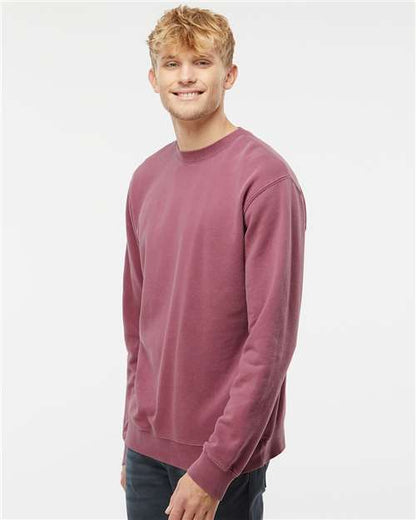 Independent Trading Co. Midweight Pigment-Dyed Crewneck Sweatshirt PRM3500 Pigment Maroon Custom Embroidered Business Logo
