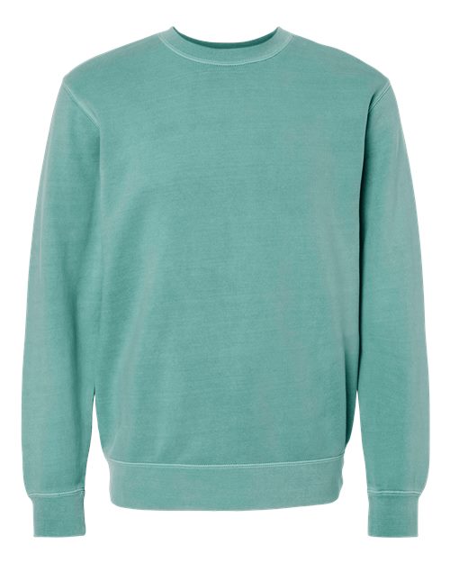 Independent Trading Co. Midweight Pigment-Dyed Crewneck Sweatshirt PRM3500 Pigment Mint Custom Embroidered Business Logo