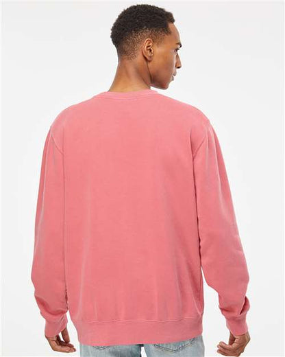 Independent Trading Co. Midweight Pigment-Dyed Crewneck Sweatshirt PRM3500 Pigment Pink Custom Embroidered Business Logo