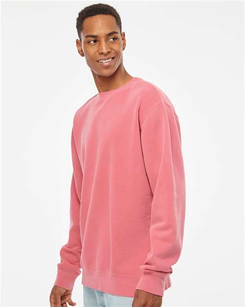 Independent Trading Co. Midweight Pigment-Dyed Crewneck Sweatshirt PRM3500 Pigment Pink Custom Embroidered Business Logo