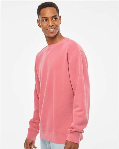 Independent Trading Co. Midweight Pigment-Dyed Crewneck Sweatshirt PRM3500 Pigment Pink Custom Embroidered Business Logo