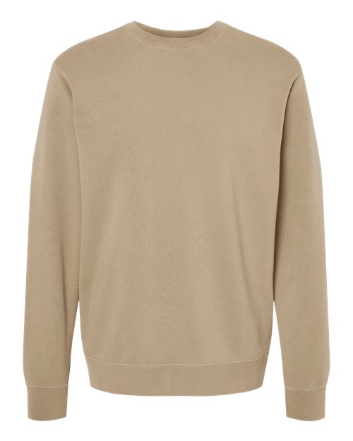 Independent Trading Co. Midweight Pigment-Dyed Crewneck Sweatshirt PRM3500 Pigment Sandstone Custom Embroidered Business Logo