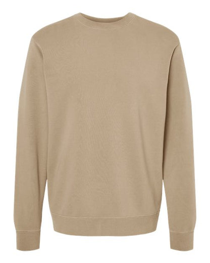 Independent Trading Co. Midweight Pigment-Dyed Crewneck Sweatshirt PRM3500 Pigment Sandstone Custom Embroidered Business Logo