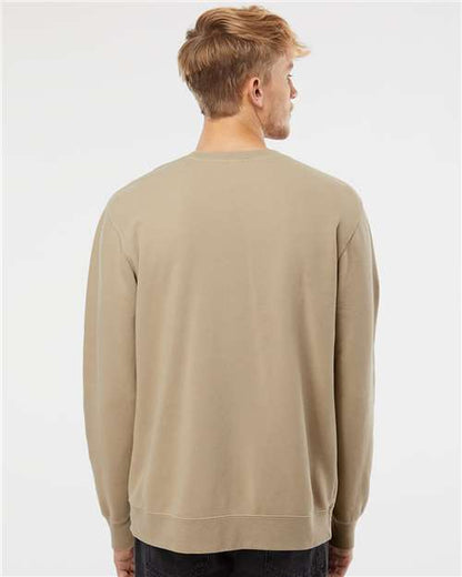Independent Trading Co. Midweight Pigment-Dyed Crewneck Sweatshirt PRM3500 Pigment Sandstone Custom Embroidered Business Logo