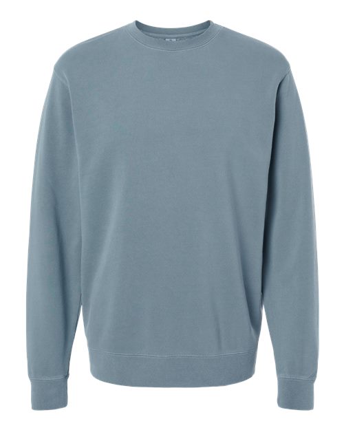 Independent Trading Co. Midweight Pigment-Dyed Crewneck Sweatshirt PRM3500 Pigment Slate Blue Custom Embroidered Business Logo