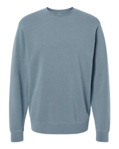 Independent Trading Co. Midweight Pigment-Dyed Crewneck Sweatshirt PRM3500 Pigment Slate Blue Custom Embroidered Business Logo