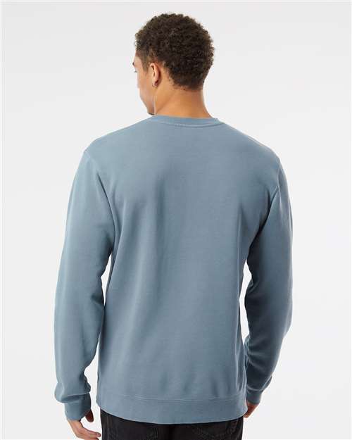Independent Trading Co. Midweight Pigment-Dyed Crewneck Sweatshirt PRM3500 Pigment Slate Blue Custom Embroidered Business Logo