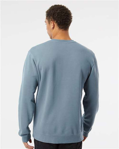 Independent Trading Co. Midweight Pigment-Dyed Crewneck Sweatshirt PRM3500 Pigment Slate Blue Custom Embroidered Business Logo