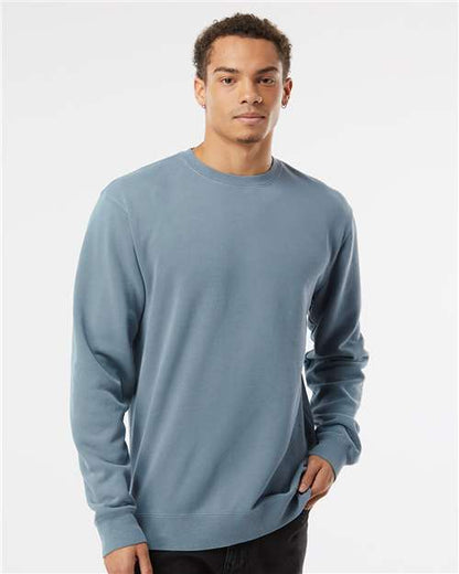 Custom Embroidered  Independent Trading Co. Midweight Pigment-Dyed Crewneck Sweatshirt PRM3500 Pigment Slate Blue
