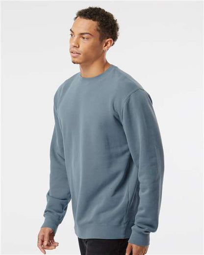 Independent Trading Co. Midweight Pigment-Dyed Crewneck Sweatshirt PRM3500 Pigment Slate Blue Custom Embroidered Business Logo