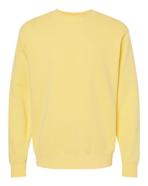 Independent Trading Co. Midweight Pigment-Dyed Crewneck Sweatshirt PRM3500 Pigment Yellow Custom Embroidered Business Logo