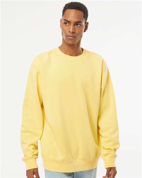 Custom Embroidered  Independent Trading Co. Midweight Pigment-Dyed Crewneck Sweatshirt PRM3500 Pigment Yellow